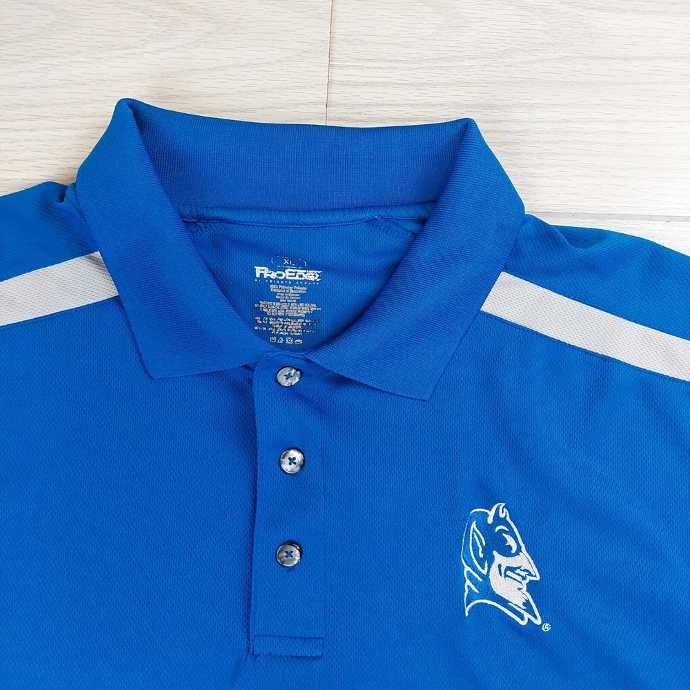 ProEdge Duke Blue Devils‎ Polo Mens XL Blue Short Sleeve NCAA Mesh Shirt